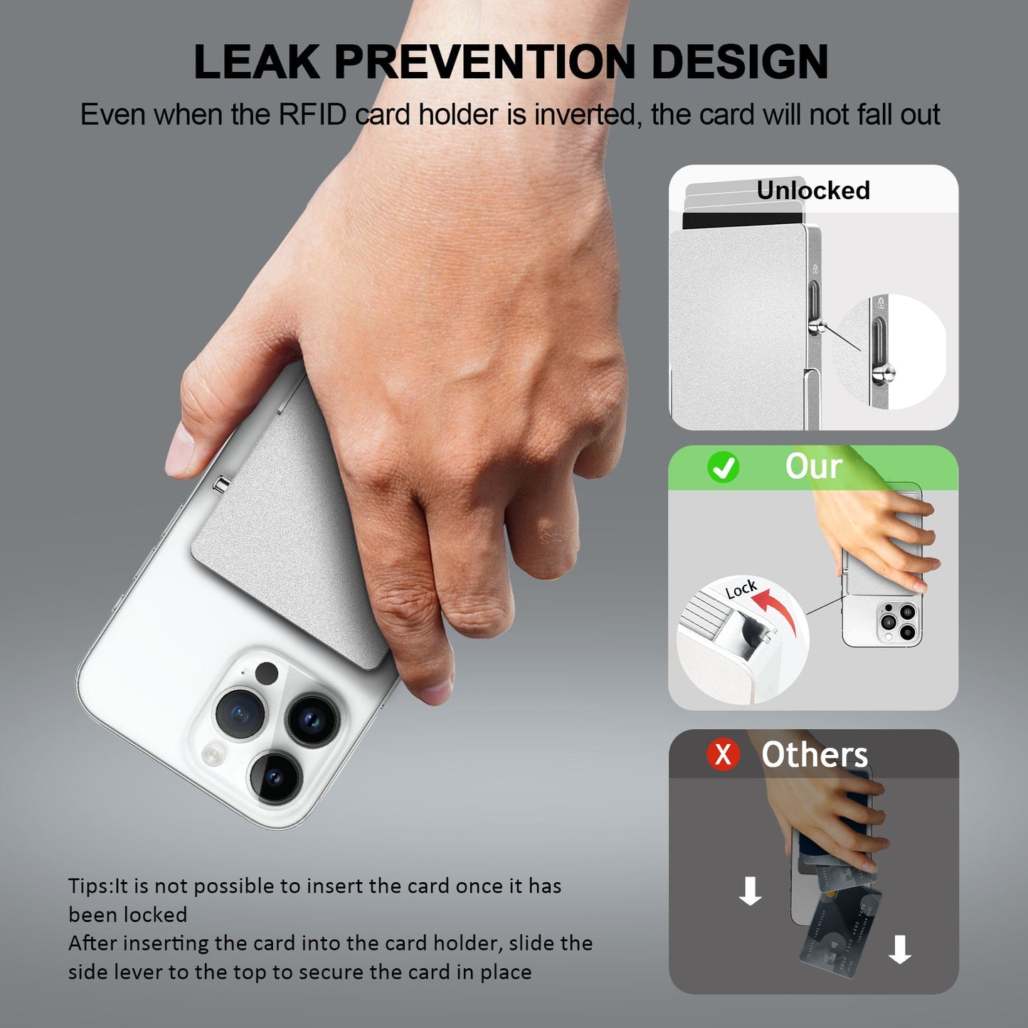 RFID Blocking Wallet Minimalist Slim Card Holder for Magsafe with Adjustable Stand, Metal Pop Up Magnetic Wallet for Men TOYFID