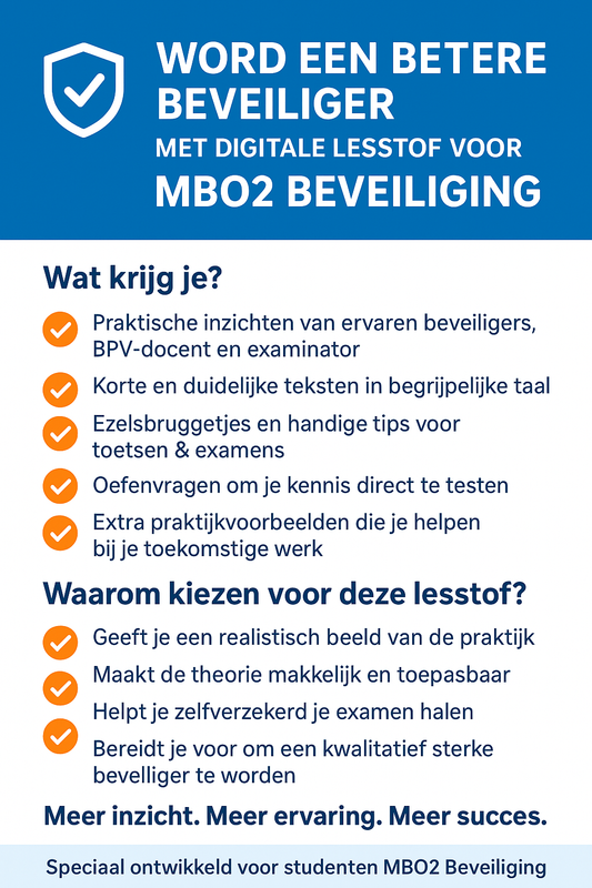 Digitale lesstof ter aanvulling op MBO2 Beveiliging